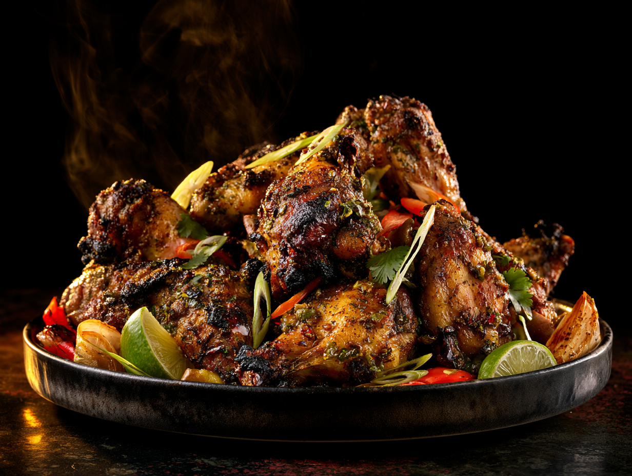 Bronx Jerk wings with lime and peppers