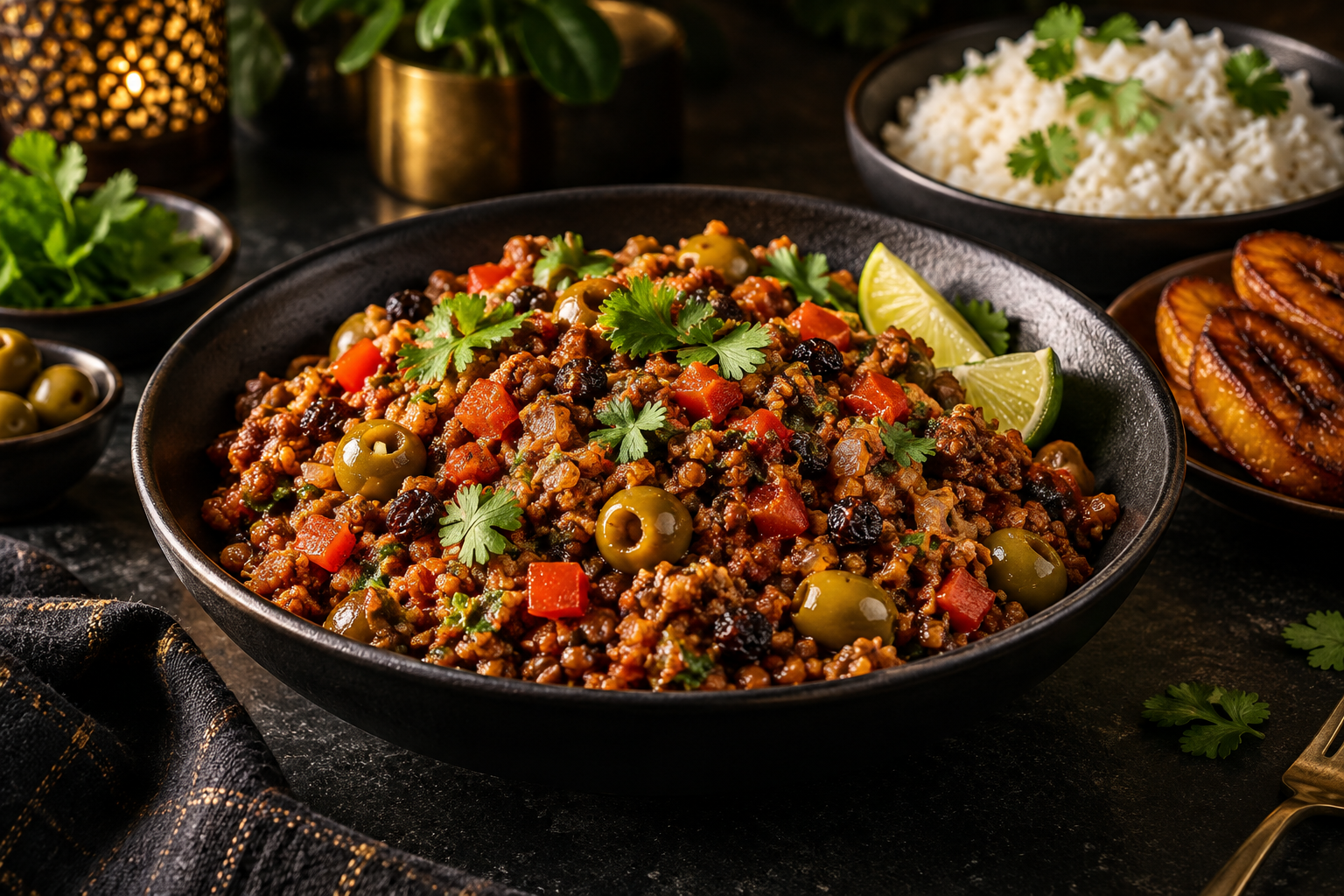 FabFusion plant-powered picadillo with vegetables and plantains
